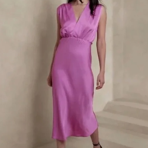 NWT Banana Republic Jesse Satin Dress SZ L - Picture 2 of 10